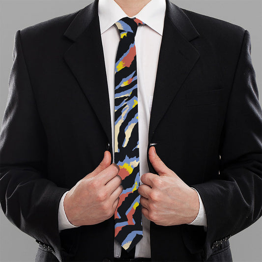 Abstract Zebra Pattern Print Necktie