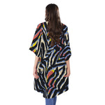 Abstract Zebra Pattern Print Open Front Beach Cover Up