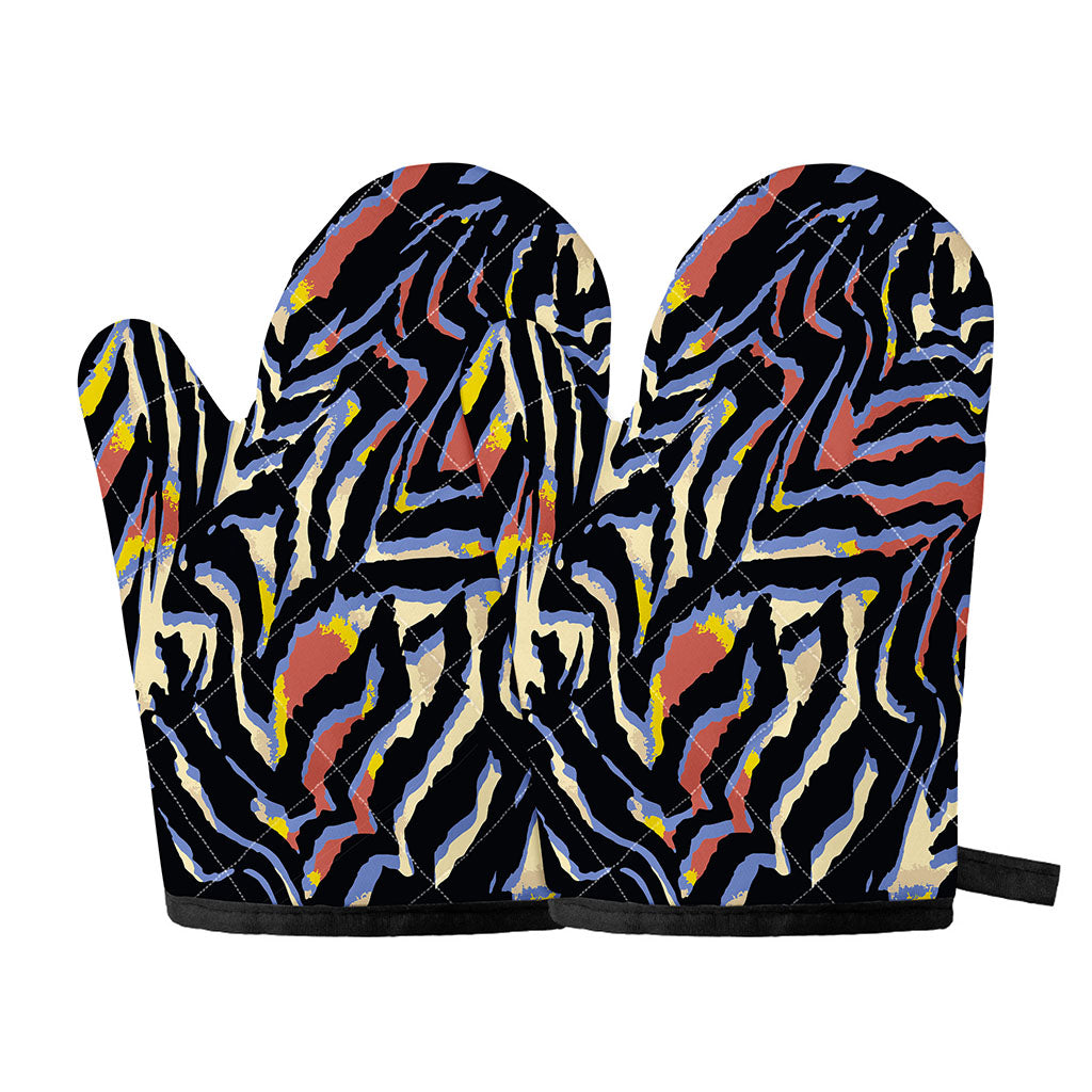 Abstract Zebra Pattern Print Oven Mitts