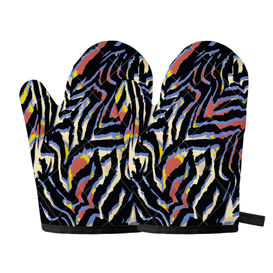 Abstract Zebra Pattern Print Oven Mitts