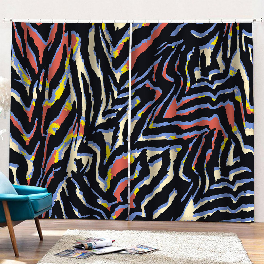 Abstract Zebra Pattern Print Pencil Pleat Curtains