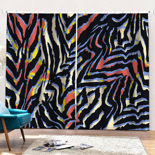 Abstract Zebra Pattern Print Pencil Pleat Curtains