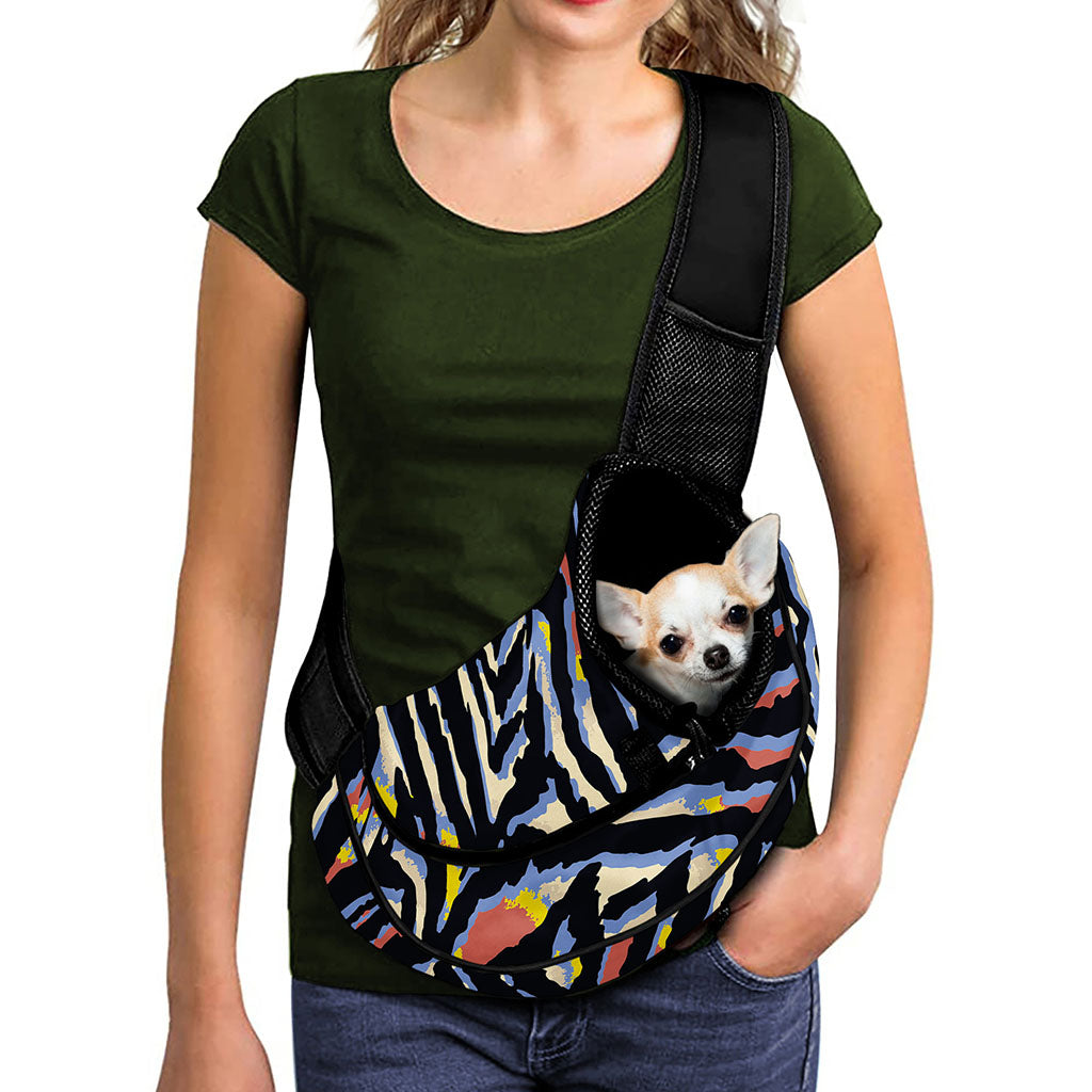 Abstract Zebra Pattern Print Pet Sling Carrier