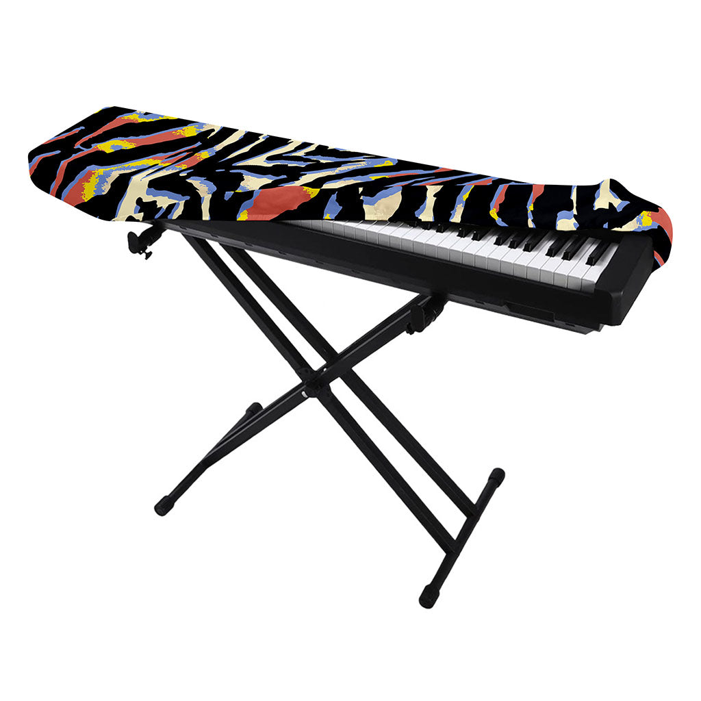 Abstract Zebra Pattern Print Piano Keyboard Cover