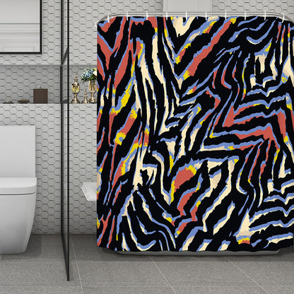 Abstract Zebra Pattern Print Polyester Shower Curtain