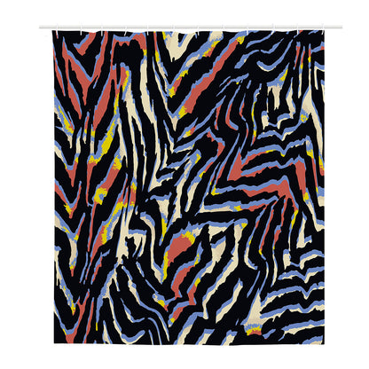 Abstract Zebra Pattern Print Polyester Shower Curtain