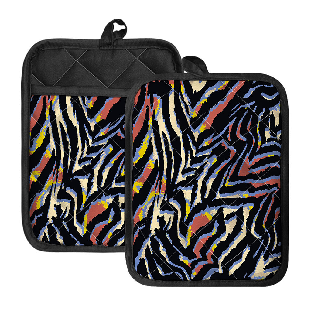 Abstract Zebra Pattern Print Pot Holders With Pocket