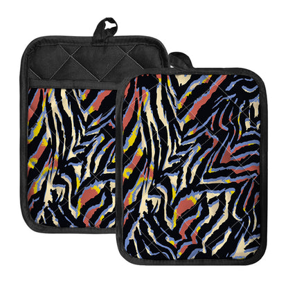 Abstract Zebra Pattern Print Pot Holders With Pocket