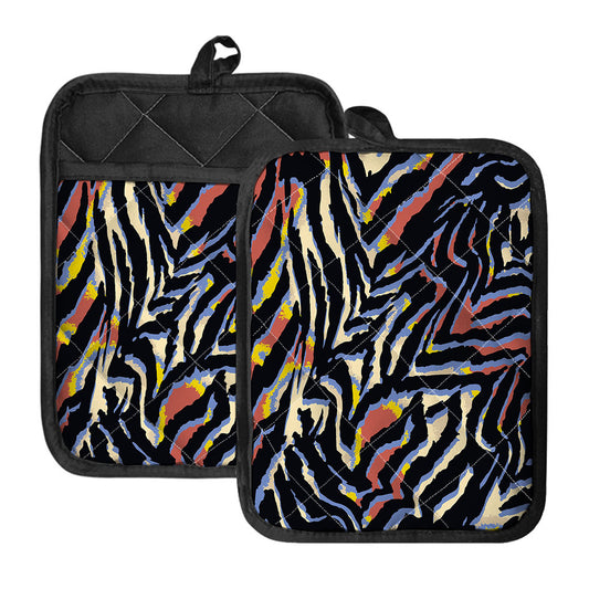 Abstract Zebra Pattern Print Pot Holders With Pocket
