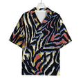 Abstract Zebra Pattern Print Rayon Hawaiian Shirt
