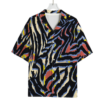 Abstract Zebra Pattern Print Rayon Hawaiian Shirt