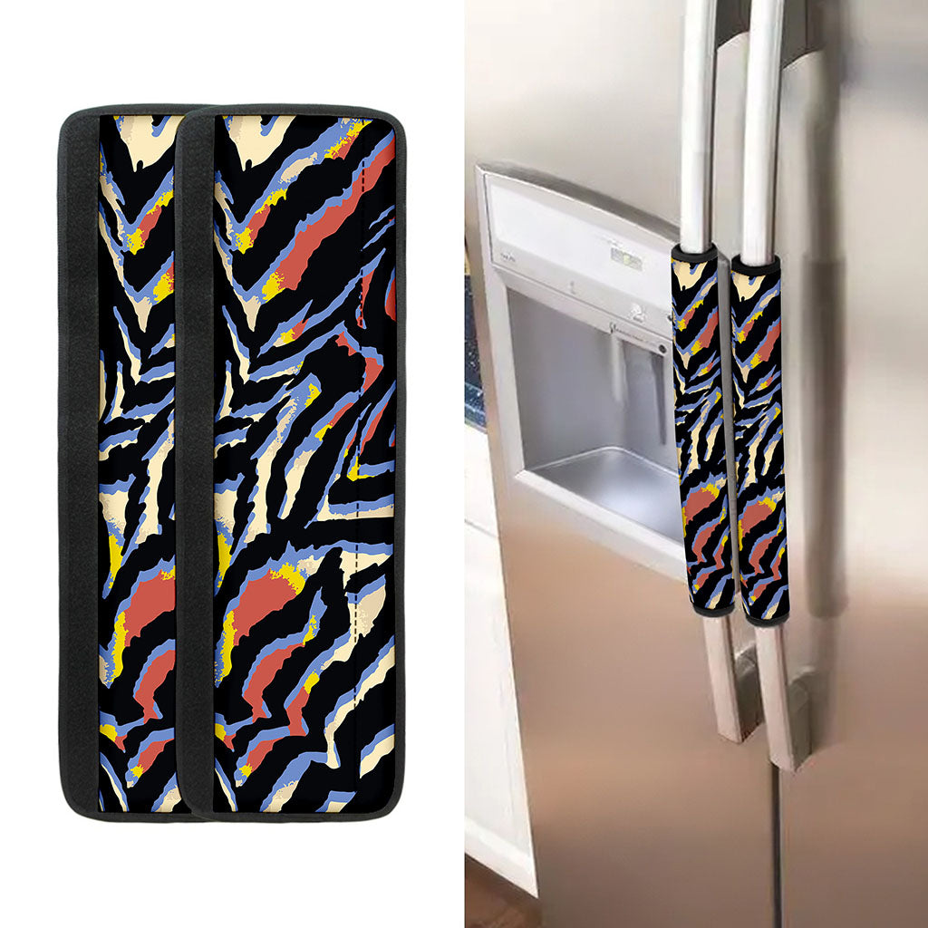 Abstract Zebra Pattern Print Refrigerator Handle Covers