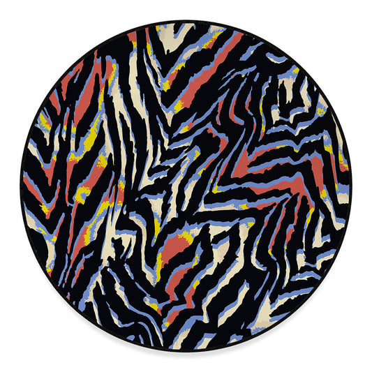 Abstract Zebra Pattern Print Round Floor Mat