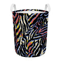 Abstract Zebra Pattern Print Round Laundry Basket