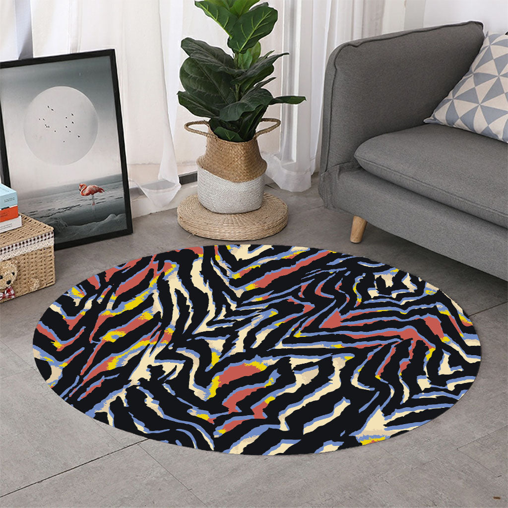 Abstract Zebra Pattern Print Round Rug