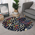 Abstract Zebra Pattern Print Round Rug