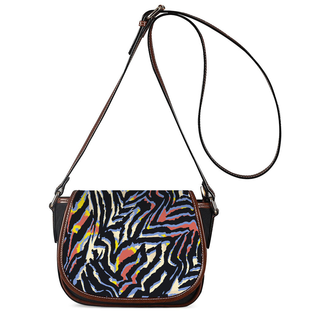 Abstract Zebra Pattern Print Saddle Bag