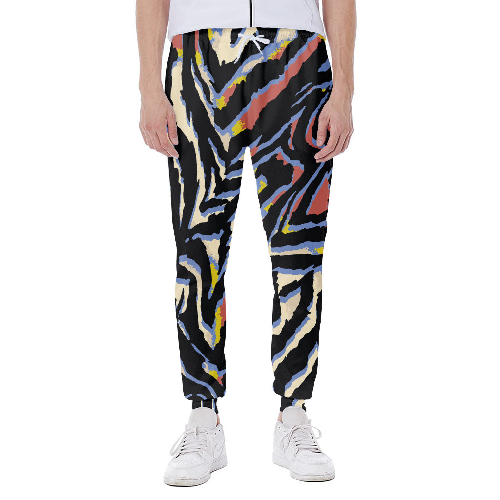 Abstract Zebra Pattern Print Scuba Joggers