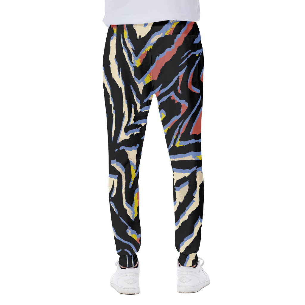 Abstract Zebra Pattern Print Scuba Joggers