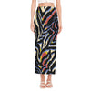 Abstract Zebra Pattern Print Side Slit Maxi Skirt