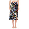 Abstract Zebra Pattern Print Side Slit Midi Skirt