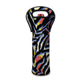 Abstract Zebra Pattern Print Single Neoprene Wine Tote