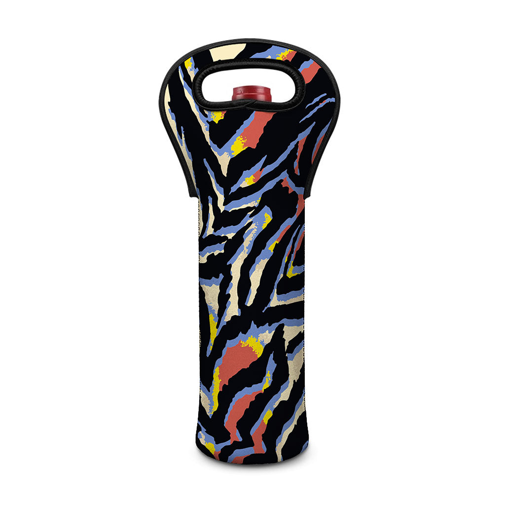 Abstract Zebra Pattern Print Single Neoprene Wine Tote