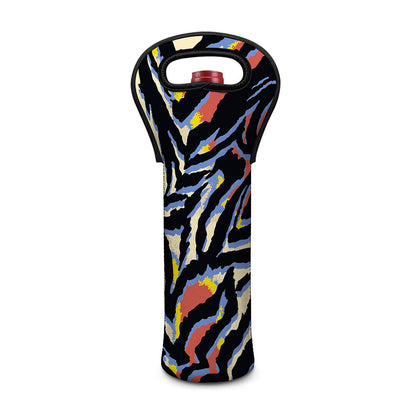 Abstract Zebra Pattern Print Single Neoprene Wine Tote