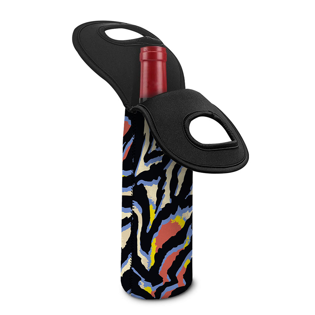 Abstract Zebra Pattern Print Single Neoprene Wine Tote