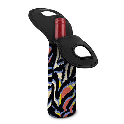 Abstract Zebra Pattern Print Single Neoprene Wine Tote
