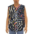 Abstract Zebra Pattern Print Sleeveless Baseball Jersey