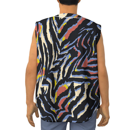 Abstract Zebra Pattern Print Sleeveless Baseball Jersey