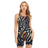 Abstract Zebra Pattern Print Sleeveless One Piece Swimsuit