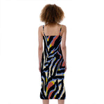 Abstract Zebra Pattern Print Slim Fit Midi Cami Dress
