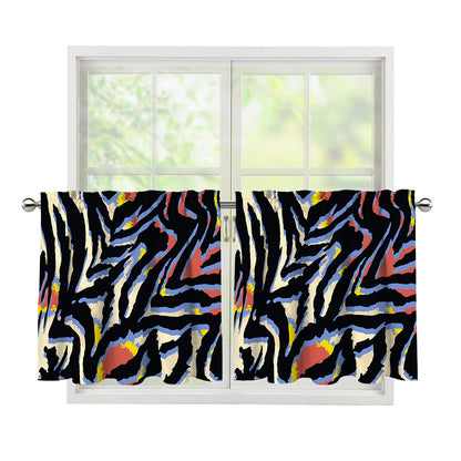 Abstract Zebra Pattern Print Tier Curtains