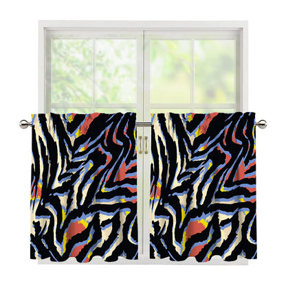 Abstract Zebra Pattern Print Tier Curtains