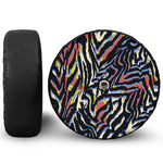 Abstract Zebra Pattern Print Tire Cover With Camera Hole