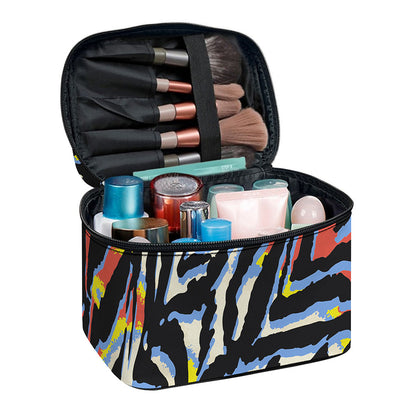 Abstract Zebra Pattern Print Travel Makeup Bag