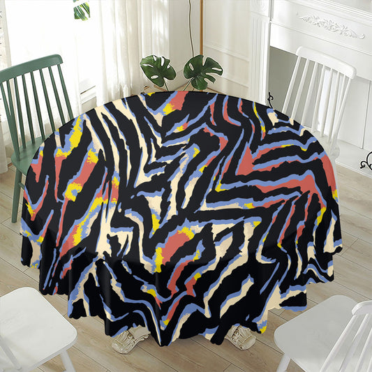Abstract Zebra Pattern Print Waterproof Round Tablecloth