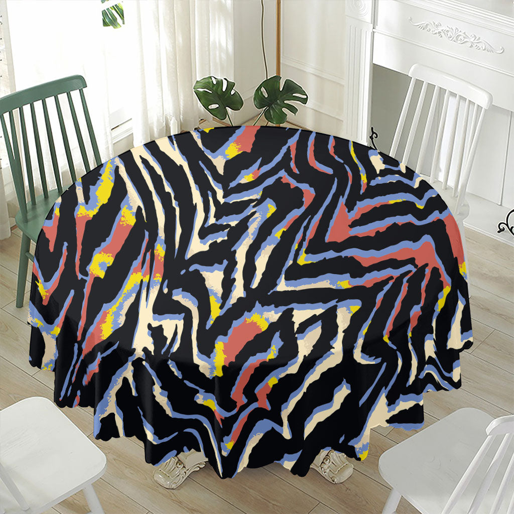 Abstract Zebra Pattern Print Waterproof Round Tablecloth