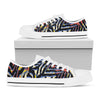 Abstract Zebra Pattern Print White Low Top Sneakers