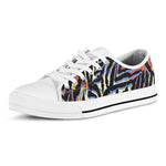 Abstract Zebra Pattern Print White Low Top Sneakers
