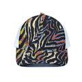 Abstract Zebra Pattern Print White Mesh Trucker Hat