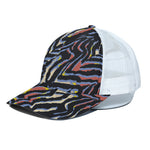 Abstract Zebra Pattern Print White Mesh Trucker Cap