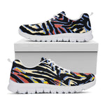 Abstract Zebra Pattern Print White Running Shoes