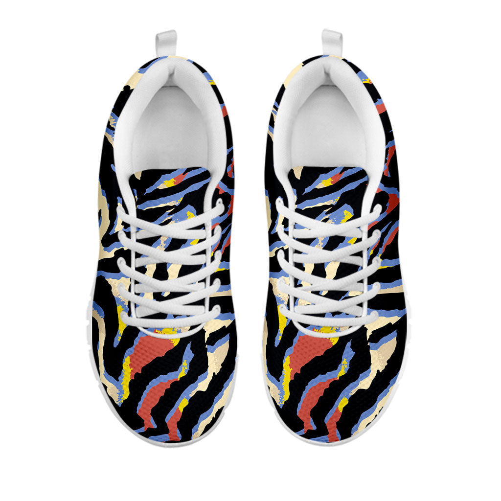 Abstract Zebra Pattern Print White Running Shoes