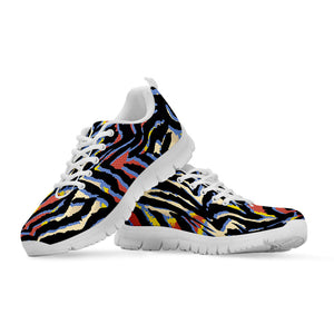 Abstract Zebra Pattern Print White Running Shoes