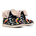 Abstract Zebra Pattern Print Winter Boots