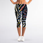 Abstract Zebra Pattern Print Women's Capri Leggings