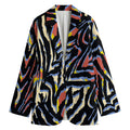 Abstract Zebra Pattern Print Women's Cotton Blazer